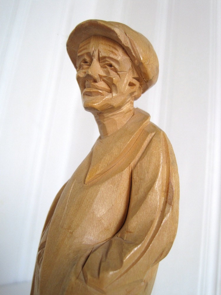 Old Man Wood Carving Wooden Statue Hand Carved Wood Statue