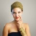 Turban Hat - Gold and Black Checkered by Darcel