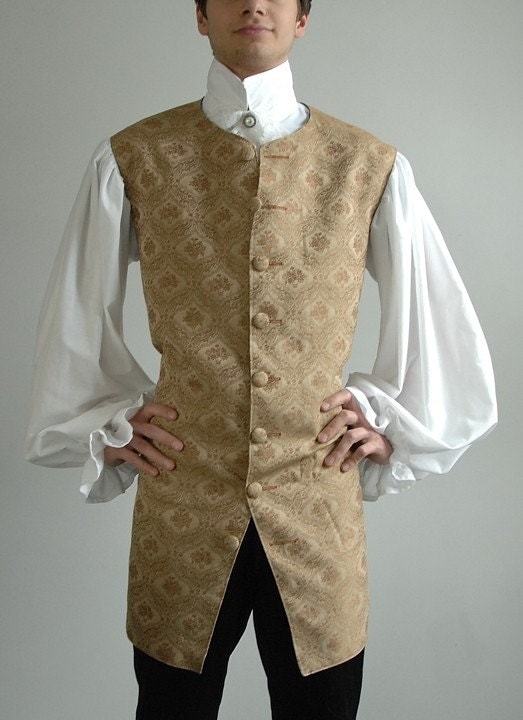 18th Century Pirate Vest Light Brown Brocade L-XL