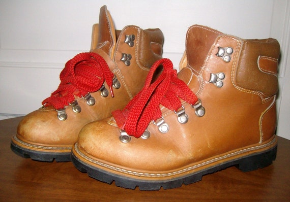 vintage hiking boots red laces