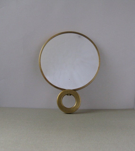 Vintage Brass Double Sided Hand Held Mirror