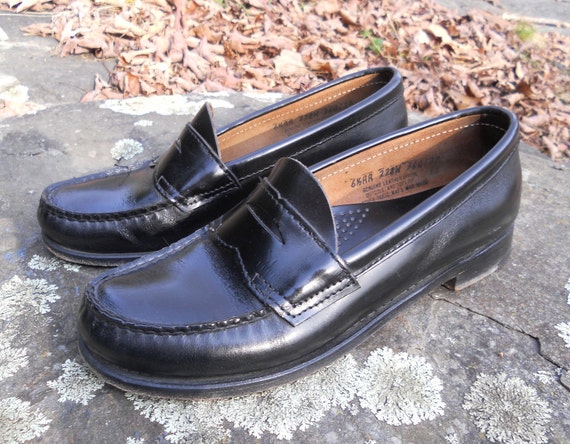 80s black penny loafers black leather loafers BASS WEEJUNS
