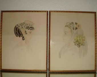 framed fashion sketches
