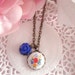 Antique Bronze Vintage Glass Cabochon Flower Necklace