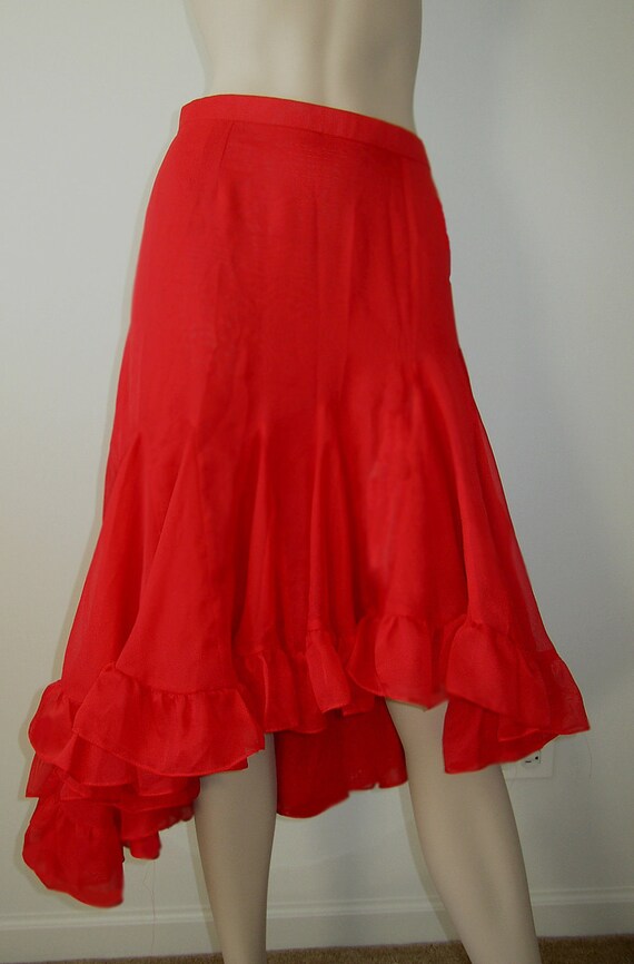 Sexy Bright Red Salsa Ruffle Skirt Made to Order red