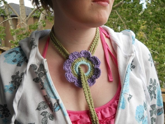 Crochet Pattern for Lariat Flower Necklace PDF