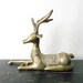midcentury large brass reindeer figurine - patina - woodland - deer