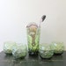 anchor hocking avocado green seven piece lido cocktail set - textured - 1960s - december
