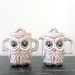 reserved for sarah - woodland chic handmade sleepy eyed owl sugar and creamer set - ceramic - bird