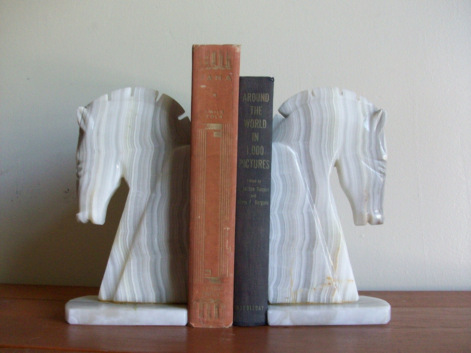 marley horse bookends marble base