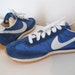 Vintage Blue and White Leather Nike Swoosh Running Sneakers