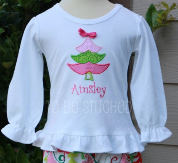 Personalized Pink Christmas Tree Shirt by ToBeStitched on Etsy