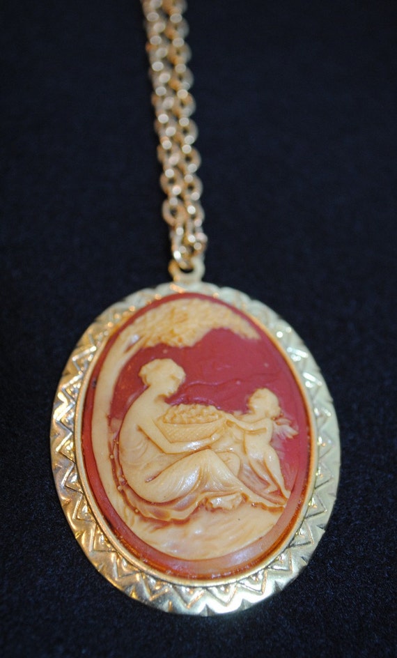 Antique Mother and Child Cameo Necklace