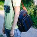 SALE ... Vintage Blue and Brown Carry On Luggage Messenger Style Bag