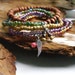 Gypsy Soul Beaded Bracelet Stacks with Angel Wing Charm - Wood, Purple, Green, Painted Gold