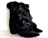 Items Similar To Vintage Edwardian Carriage Boots - 1900s Fur Boots 