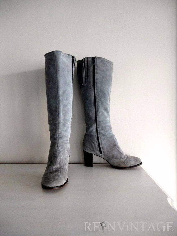 light gray knee high boots