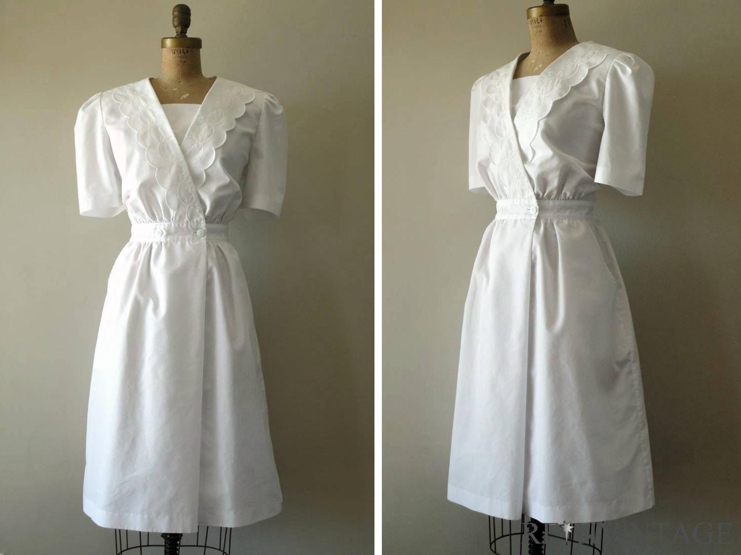 vintage NURSE BLANC cotton uniform dress