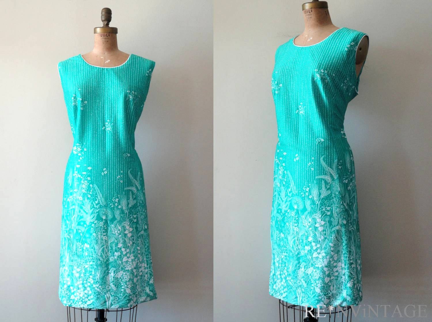 vintage 1960s 70s EMERALD GREEN casual dress by shopREiNViNTAGE