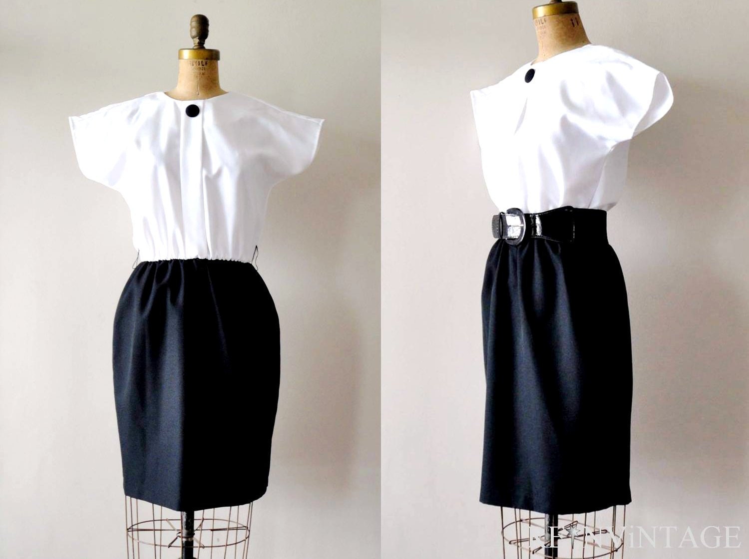 vintage 1960s dress : BLACK WHiTE mod 60s dress