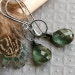 Moss Aquamarine Earrings, Oxidized Sterling Silver - Drops of Sage Green Gemstone Teardrops