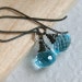 Swiss Blue Topaz Earrings, Oxidized Sterling Silver - Wire Wrapped AAA Briolette Baubles
