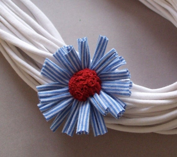 Blue White and Red Flower Corsage