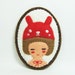 SALE A Red Bunny and a Girl felt pin