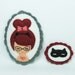 Girl and her imaginary cat felt pins