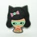 Cat girl loves flowers felt pin
