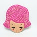 SALE Sad fuchsia cookie girl head felt brooch