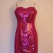 Funky Bright Pink 80s Vintage Sequin Dress With Matching Jacket
