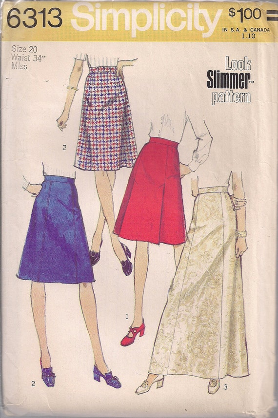 Vintage 70s Skirt Pattern Skirt Pleated ALine Maxi Skirt 34