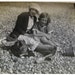 Vintage Black and White Beach Photo - Woman & Young Girl