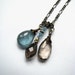 Steel Blue Moss Aquamarine, Mystic Smokey Quartz, Swiss Blue Topaz and Dark Smokey Quartz Necklace