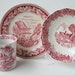 Vintage Red Transferware Dishes