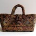 Small Knitting Bag, Sock Knitters' Tote, Brown Upholstery Tapestry