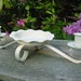 Shabby Cottage Chic Vintage Candle Holder - White Chippy Metal Tole