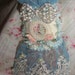 Pair of Blue Romance Hand Beaded Marie Antionette Dupioni Silk and Vintage Lace Cuffs