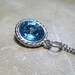 Aquamarine Necklace, Swarovski Crystal Rivoli, Silver Setting, March Birthstone, Handmade Jewelry, On Sale