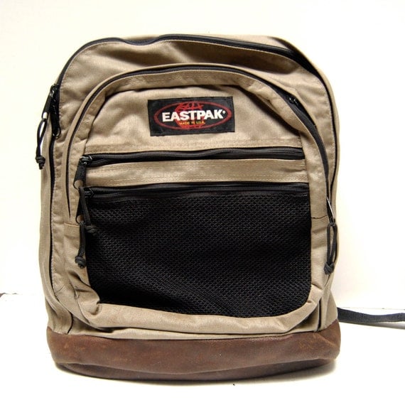 LEATHER BACKPACK eastpak canvas made in USA