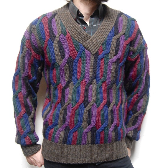 multicolor chunky knit sweater