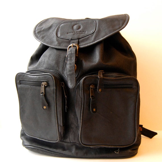 small black leather rucksack