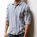 TWIN PEAKS soft cotton 80s 90s DENIM striped long sleeve button up shirt