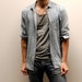 DENIM blue long sleeve COTTON 90s button up