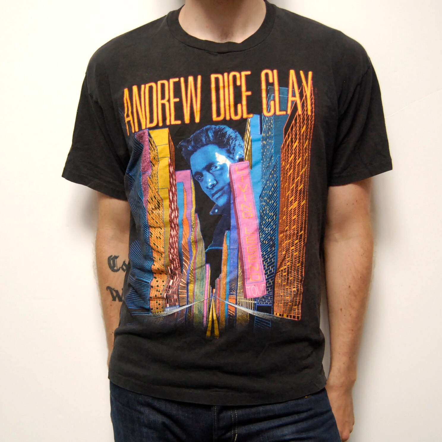 ANDREW DICE CLAY neon cyber metropolis tour tshirt