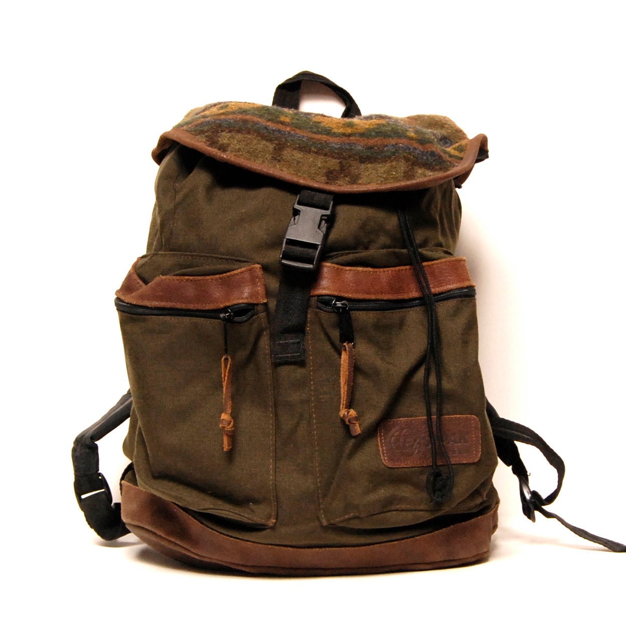 LEATHER eastpak canvas NATIVE AMERICAN rucksack backpack made