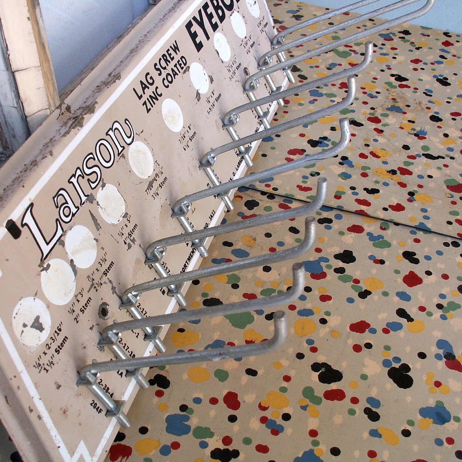 Vintage Metal Hardware Store Display for Larson Eyebolts