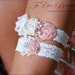 Bridal Garter Set- Ruffles and Lace Design 2- Peaches and Cream