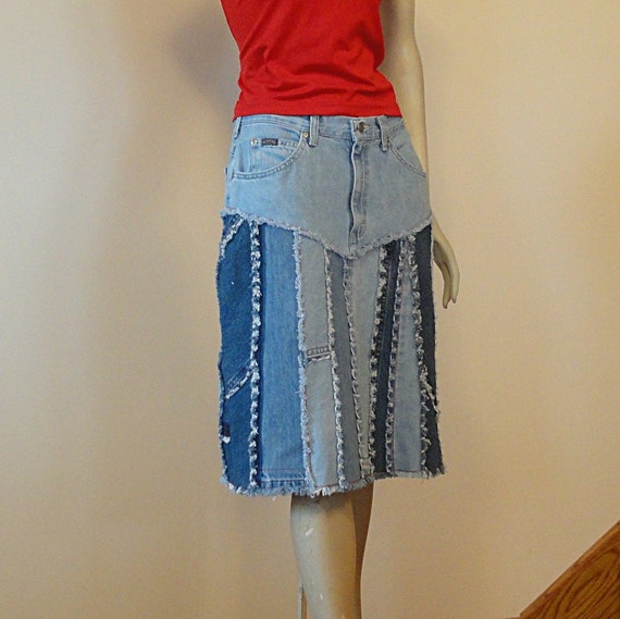 Upcycled Blue Jean Skirt Melanie 2day Jeans by DenimDiva2day